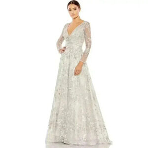 Mac Duggal 20402 Embellished Wrap Illusion A Line Gown 4 Pastel Floral Evening